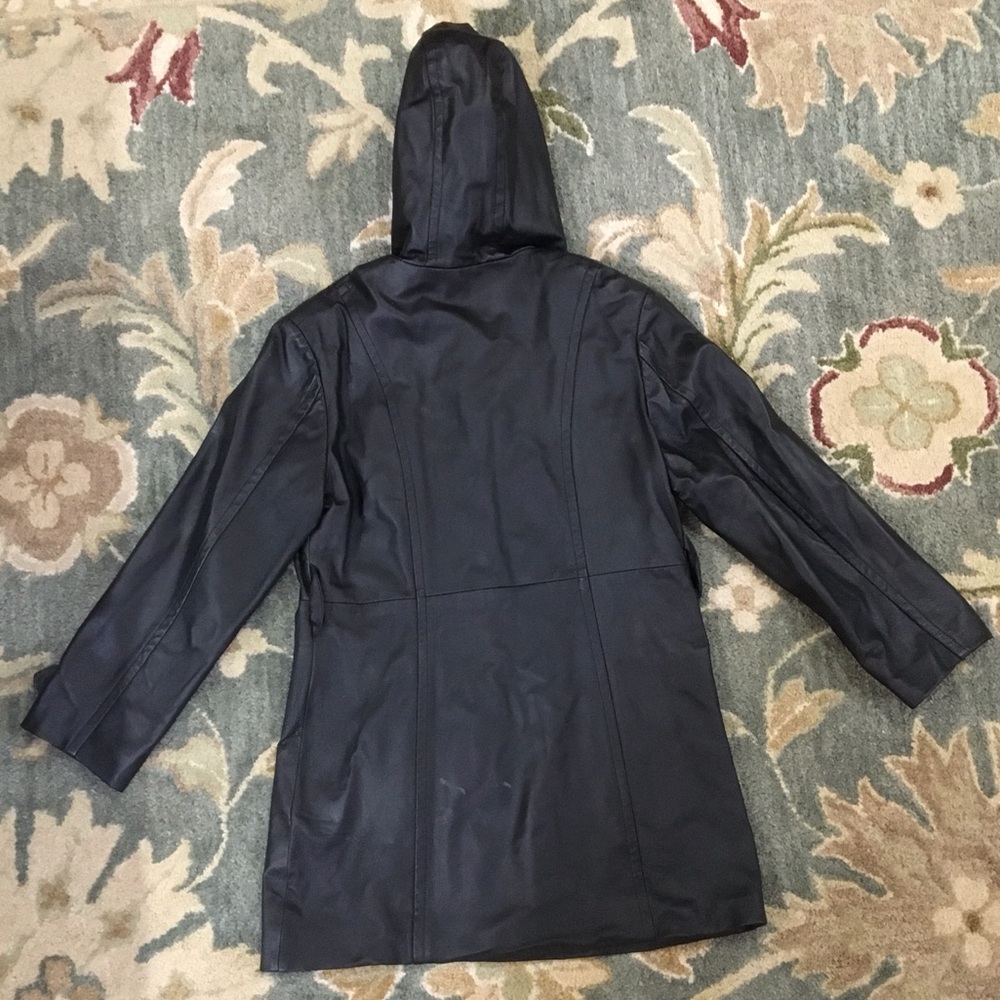 BAGATELLE Vintage Black Hooded Genuine Leather Jacket Womens US Large - Picture 14 of 17